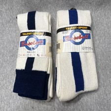 Lot 2 Adult Vtg Baseball Stirrup Socks Blue/White USA 10-13 Talent Sport Set New
