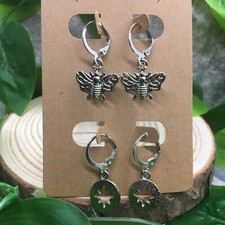 4 PC Matching 1 Dangle/Hoop Earring Set Silver-Tone New Free Ship 6360