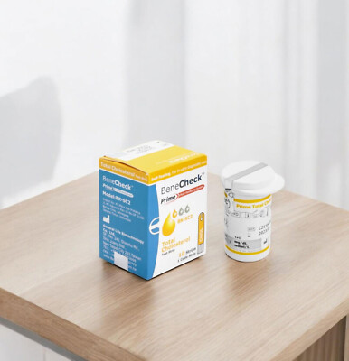 1 Box Benecheck Prime Cholesterol Test Strips 10 Strips Free Shipping