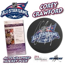 COREY CRAWFORD Signed 2015 NHL ALL STAR PUCK BLACKHAWKS- JSA #L93191