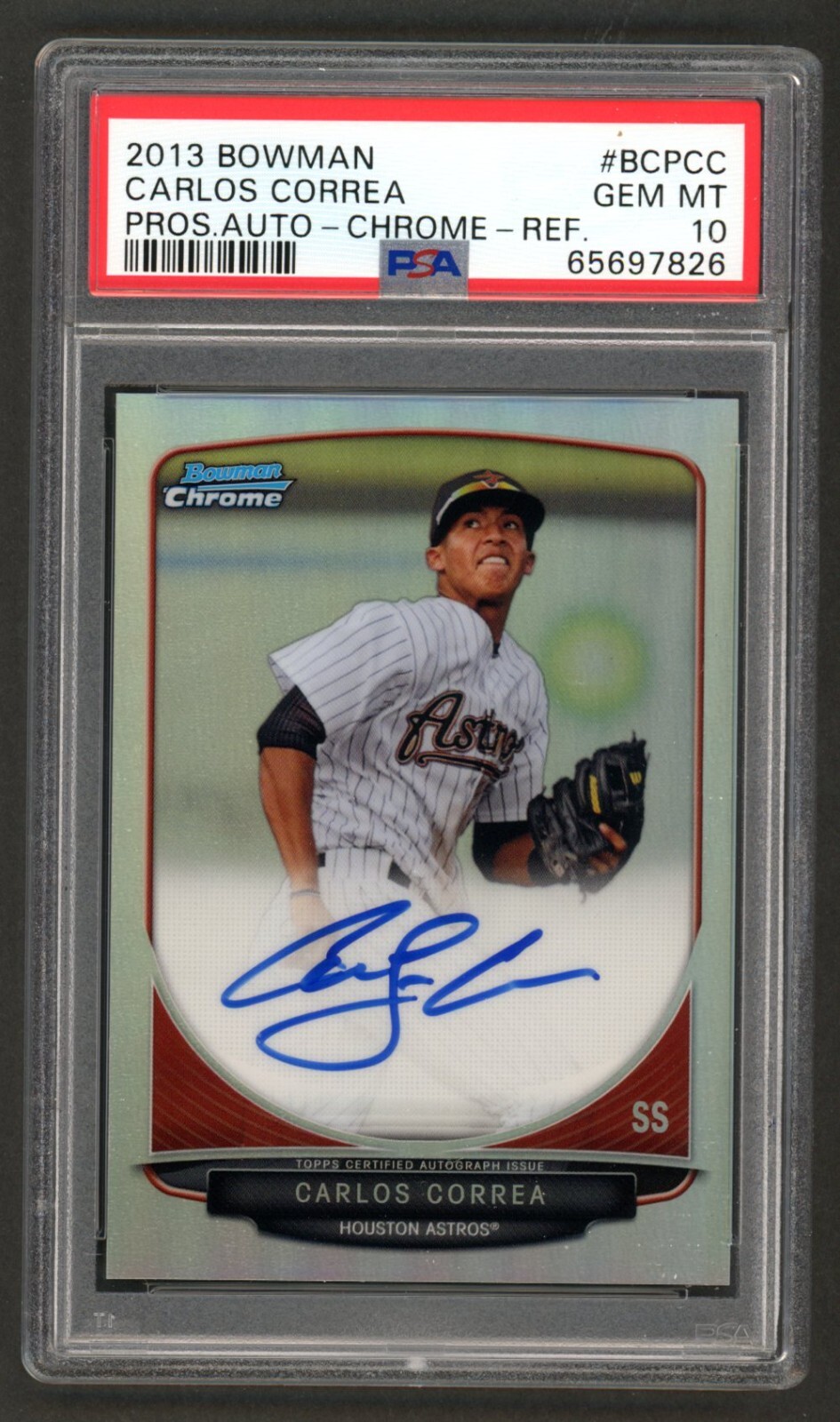 その他 CARLOS CORREA bowman refractor auto Carlos Correa 2013 Bowman Chrome Refractor 1ST AUTO 344/500