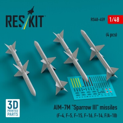 Reskit RS48-0459 AIM-7M ``Sparrow III`` missiles (4 pcs) 1/48