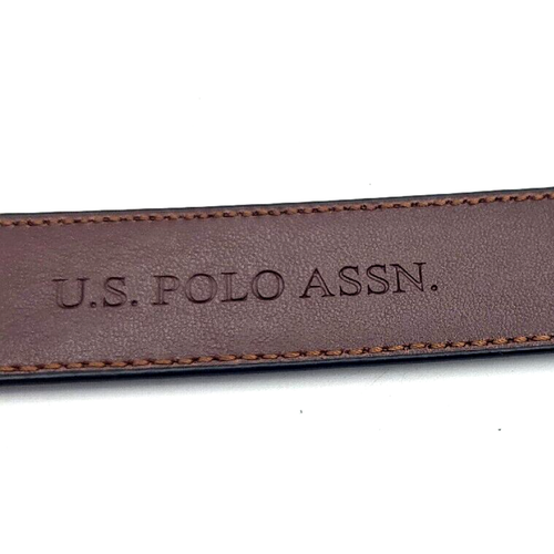 US POLO ASSN Brown Belt Pebbled Faux Leather Youth Large 30/32 - Picture 4 of 6