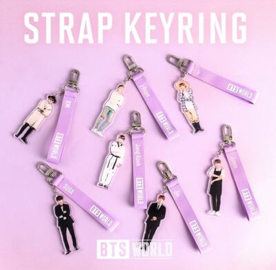 BTS WORLD OFFICIAL GOODS STRAP KEYRING KEY RING NEW | eBay