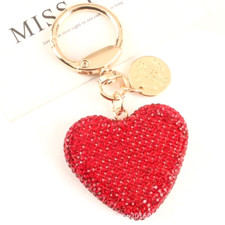 Red Shiny Rhinestone Heart Keychain Car Keychain Handbag Pendant Gift Men Women