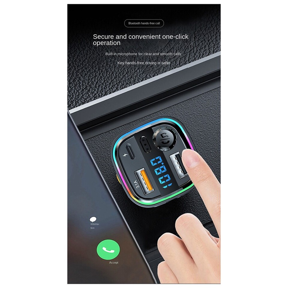 Bluetooth 5.0 FM Transmitter Car Radio Modulator MP3 Player with 3415