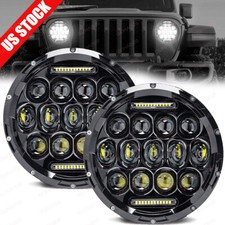 7 Inch Round Led Headlights Hilo Beam Halo For Jeep Wrangler Jk Tj Lj Cj Pair