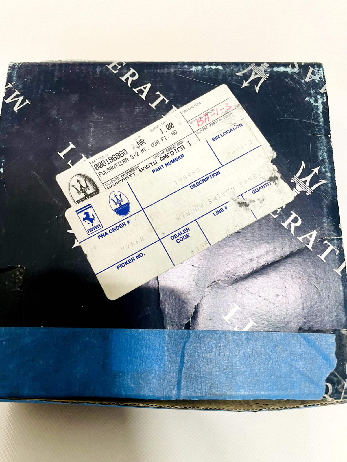 Maserati Coupe, Spyder - Window 5+2 Switch Plate - Sport F1 - P/N 196960