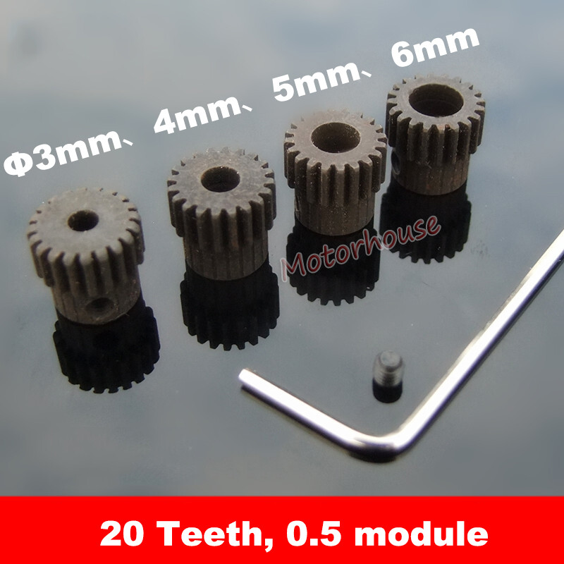 Ф3mm/4mm/5mm/6mm Steel Metal Gear Bevel Gear Spur Gear 20 Teeth 0.5 Modulus  Car | eBay