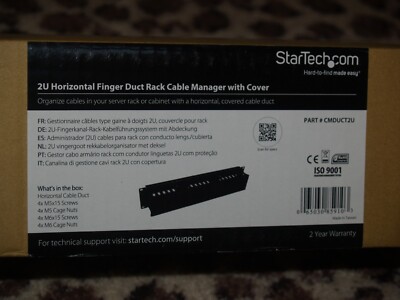 StarTech CMDUCT2U 2U Horizontal Finger Duct Rack Cable Management Panel w Cover