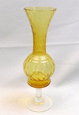 Vintage MCM EMPOLI Italian Art Glass Twist Optic Amber Vase 8"
