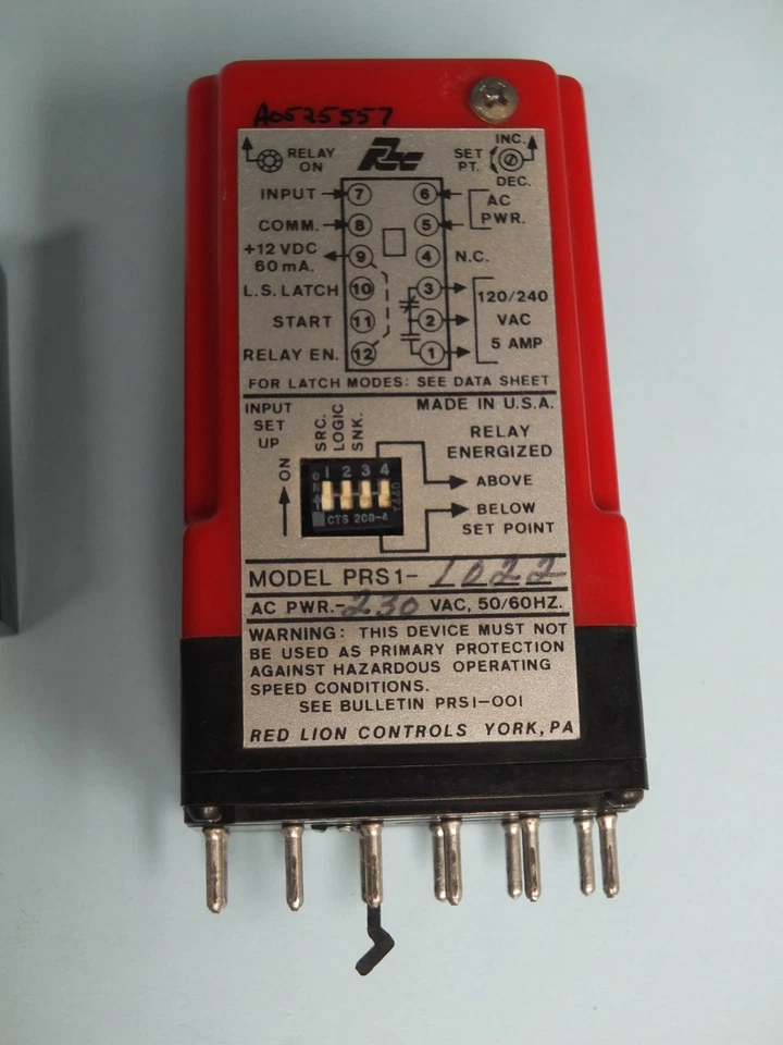 RED LION MODELO PRS1-1022 RELÉ INTERRUPTOR VELOCIDAD, 230 VOLTIOS, 12 PINES Foto 2 de 4