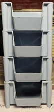 DESKTOP STACKABLE ORGANIZER GREY STORAGE BINS LOT OF 4