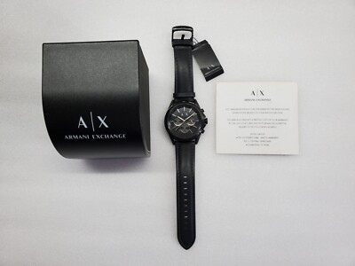ARMANI EXCHANGE CHRONOGRAPH DATE BLACK DIAL LEATHER MEN'S WATCH AX2613 ...