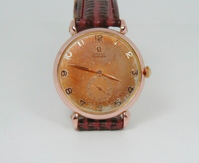 OMEGA  ''TURLER'' LARGE RED GOLD FILLED  CASE BUMPER AUTOMATIC STUNNING PATINA DIA