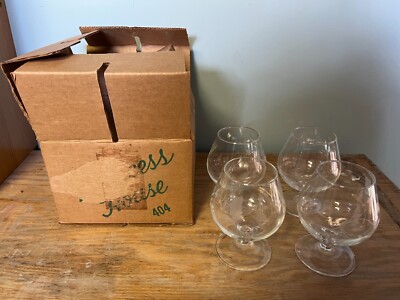 VINTAGE Princess House HERITAGE Set of 4 Handcut Brandy Glasses #404 France MINT
