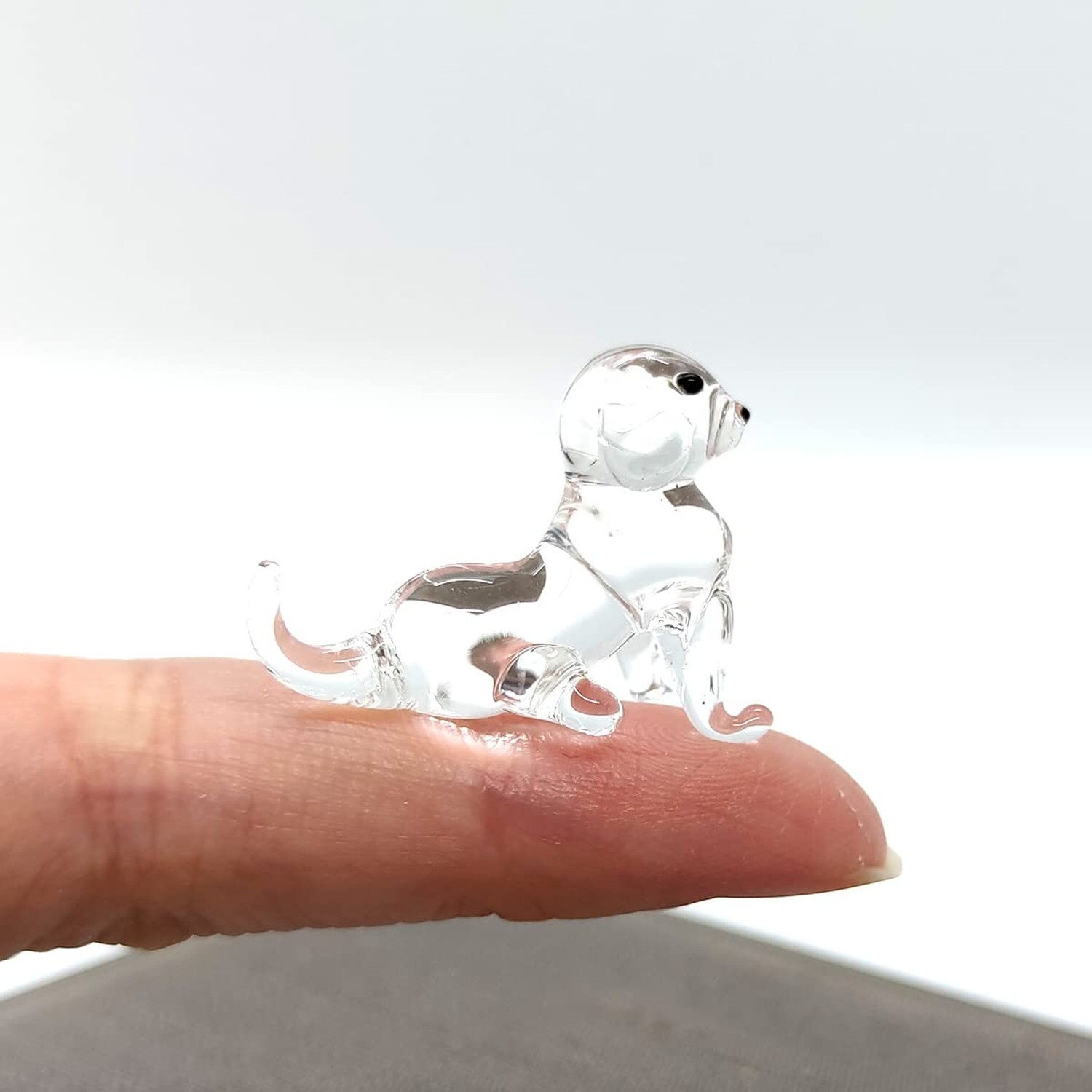 Dog Micro Tiny Figurines Hand Blown Glass Art Animals Collectible Dog-Lover G...