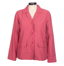 Denim Co Pink Blazer Button Down Pockets Jacket Long Sleeve Cotton Large NWT