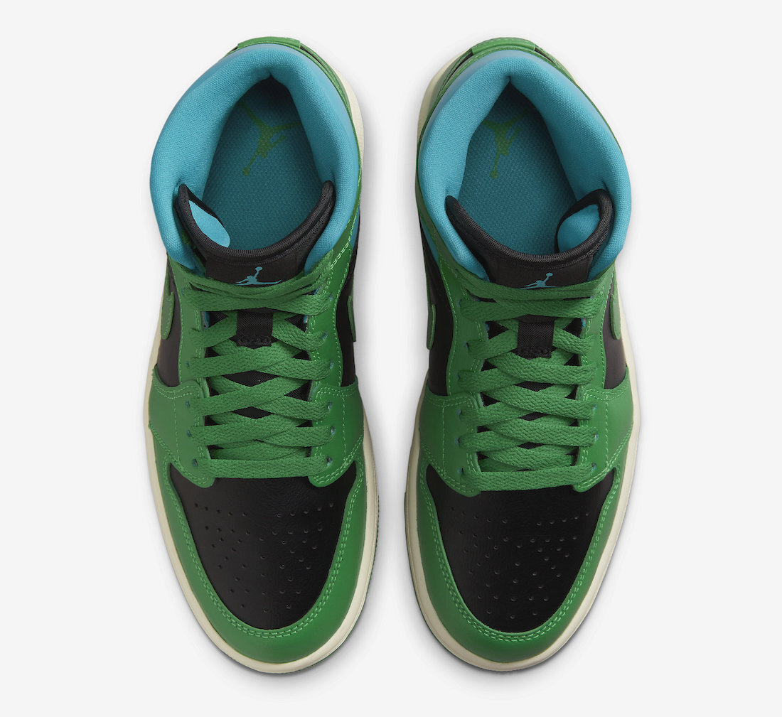 Air Jordan 1 Mid Black/Aquatone/Sail-Lucky Green BQ6472-033
