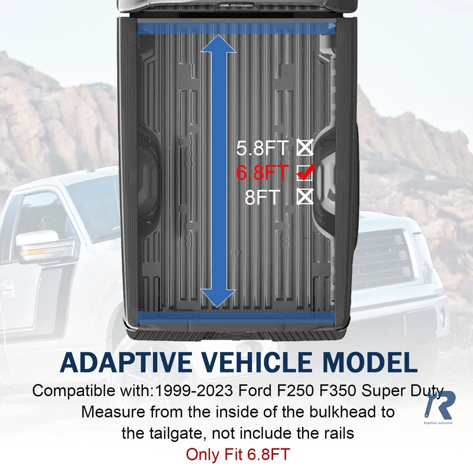 Soft Roll-Up Tonneau Cover 6.5FT 81.9" fit for Ford F250 F350 Super Duty 99-23 - Изображение 2 из 4