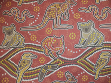 Australian Animal Fabric Aboriginal Cotton Brown 1 1/2 Yds