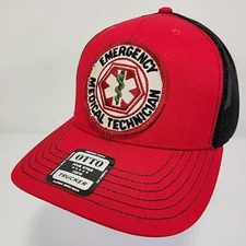Medical Technician EMT Hat Cap Paramedic Ambulance Red Otto Trucker Hat