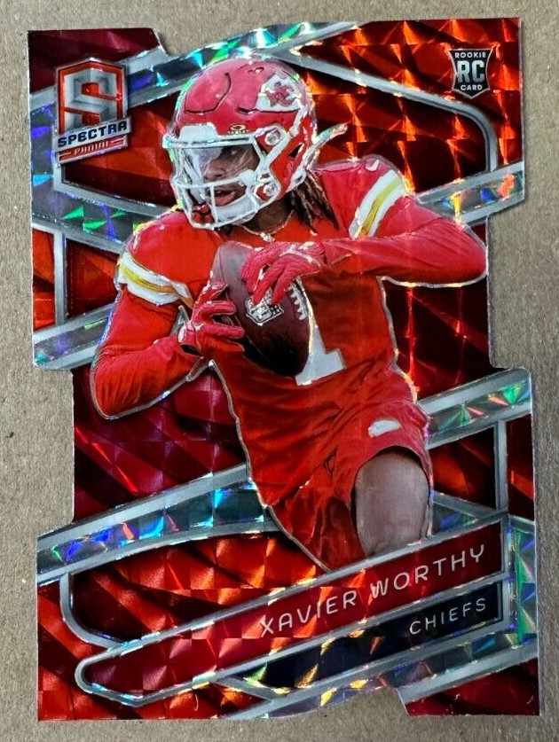 2024 Panini Spectra Football #7 Xavier Worthy Neon Orange Die Cut rookie 10/15