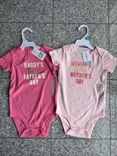 NWT Carter’s Baby Girl 2 Pink Mother’s And Father’s Day Bodysuit  24 Months
