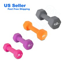 Barbell Rubber Coated Hex Dumbbell Hand Weight Set Avail 5 8 10 12lb Pair/Single