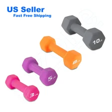 Barbell Rubber Coated Hex Dumbbell Hand Weight Set Avail 5 8 10 12lb Pair/Single