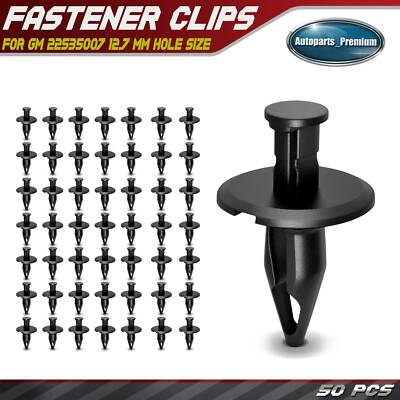 50Pcs 12.7 mm Nylon Black Bumper Fascia Rivets Retainer Clips Push-Type for GM