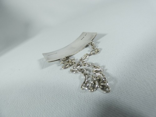 Antique Vintage 1969 Sterling Silver Blue Enamel Sherry Decanter Label Tag Chain - Picture 4 of 5