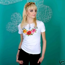 Ukrainian woman's embroidered long ethnic blouse tee shirt sorochka vyshyvanka