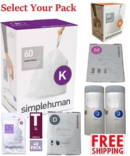 Image of Simplehuman Bin Liners H Code J size M Code T Code K Code D 20L 30L 35L 40L 45L