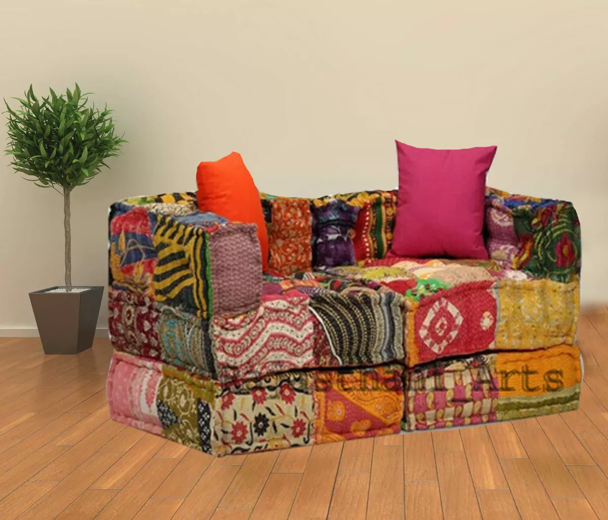 Bohemian Patchwork Floor Sofa Indian