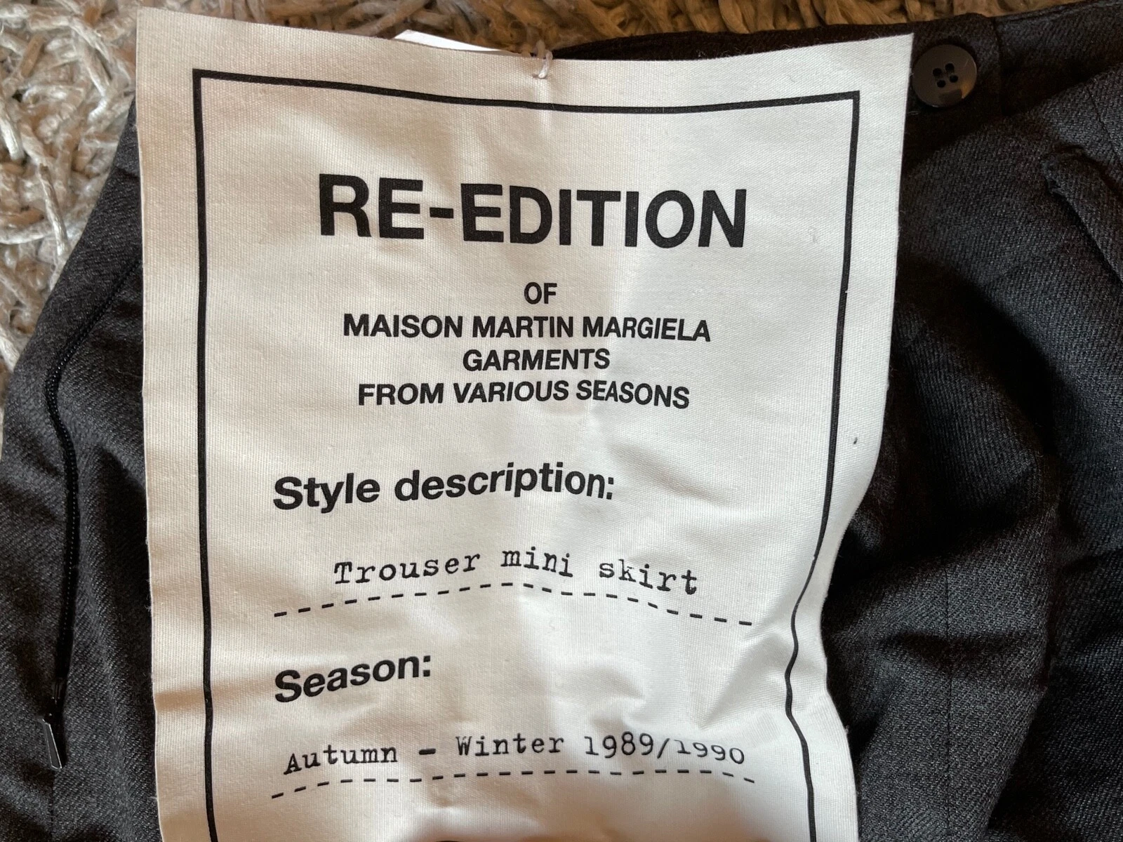 MAISON MARGIELA MINIGONNA MAISON MARTIN MARGIELA X H&M RIEDIZIONE PANTALONI 1989 UK 10 US 6 36 90