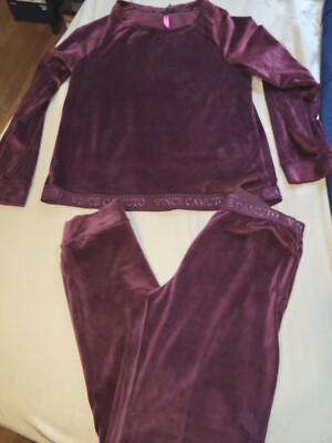 VINCE CAMUTO VELOUR JOGGER SET Burgundy Womens Sz Large