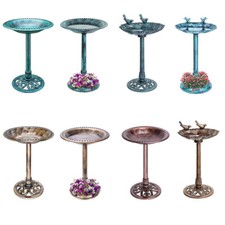 Pedestal Bird Bath 28" Height Outdoor Garden Decor Vintage Yard Art Birdbath