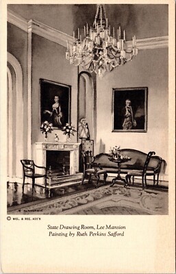 State Drawing Room Lee Mansion Painting Ruth Perkins Safford Antique Postcard