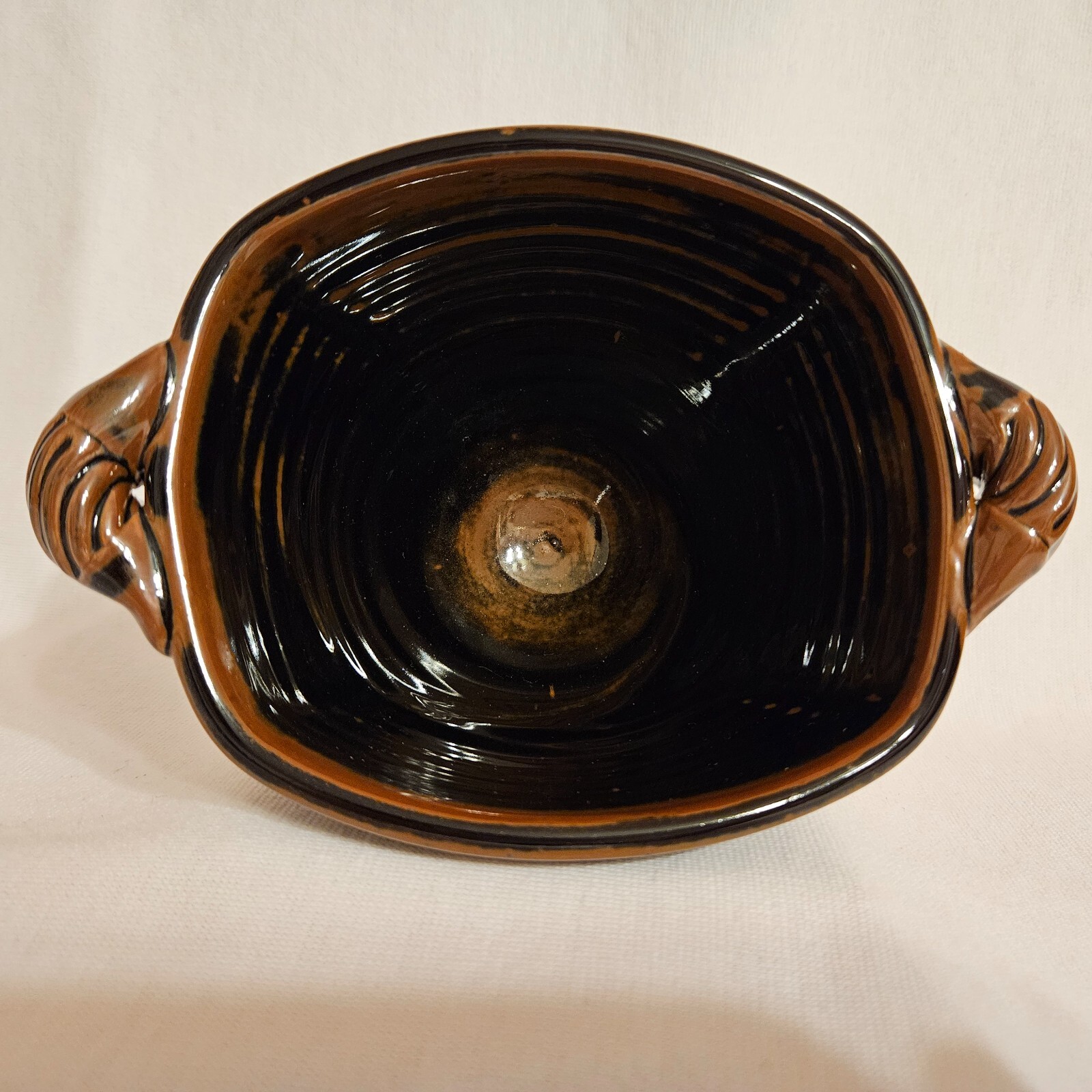 Royce Yoder Studio Art Pottery Bowl Stoneware Rectangle Black Ash Glaze USA 4"