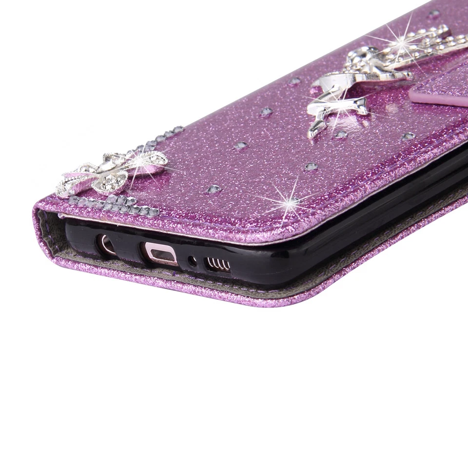 Angel Bling Flip Wallet Phone Case Cover For Samsung S20 FE S9 S21 S22 S23 S24 - Image 4 of 4