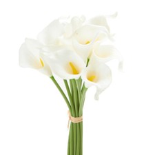 REAL TOUCH WHITE CALLA LILY FLOWER BUNDLE   12 STEMS