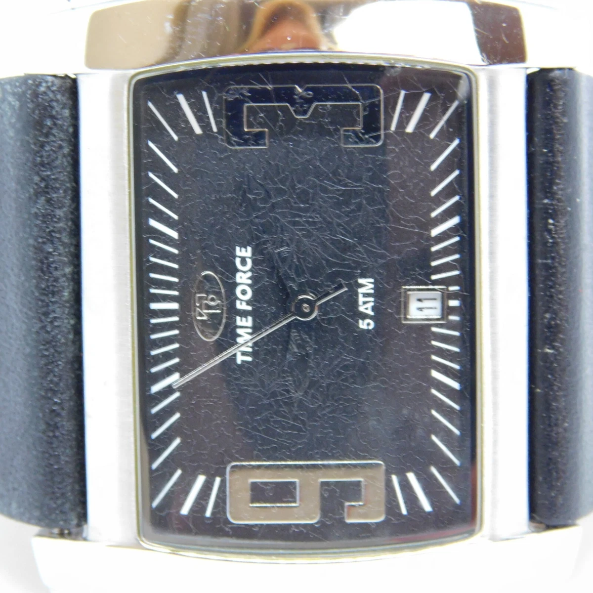 TIME FORCE 2628J Genuine Leather Quartz Analog Unisex Watch New Battery