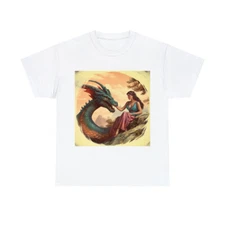 Vintage Style T Shirt Dragon Fantasy Medieval Mythical Art Tee Princess Babe