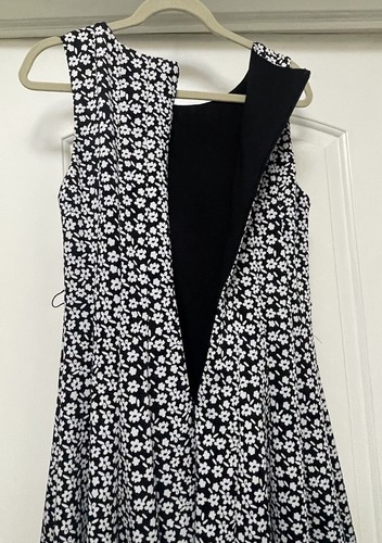 Karl Lagerfeld Dress Stretch Knit Black White Floral Sleeveless Fit Flare Sz 10 - Picture 8 of 8