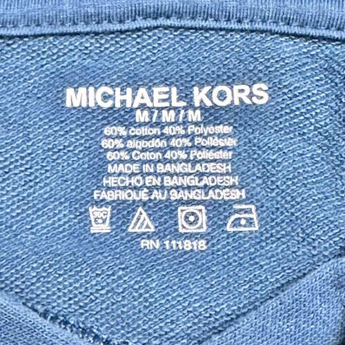 MICHAEL KORS Men’s Size Medium Blue MK LOGO Hooded Lounge Long Sleeved Shirt - Picture 5 of 6