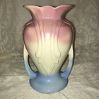 Hull USA Pottery Handle Vase Mardi Gras Granada 49 Pastel Pink, Ivory & Blue