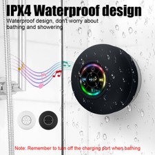 Portable LED Waterproof Suction Wireless Bluetooth Speaker for Shower Bathroom