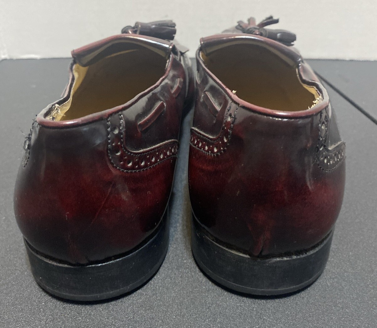 ALFANI Italy Wingtip Tassel Burgundy Leather Loafers Shoes  display picture 1