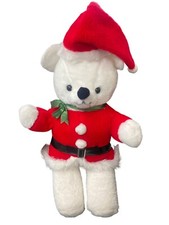 Vintage Giant Santa Bear Plush Toy Red Suit  Hat